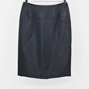 Linda Allard Ellen Tracy Silk Pencil Skirt Size 6 Navy Blue‎ Metallic Office NEW